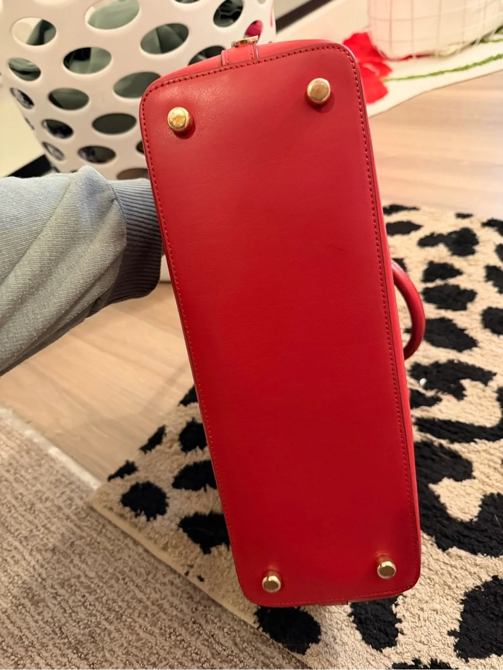 Coach Brown Signature Dome Satchel with Red Trim